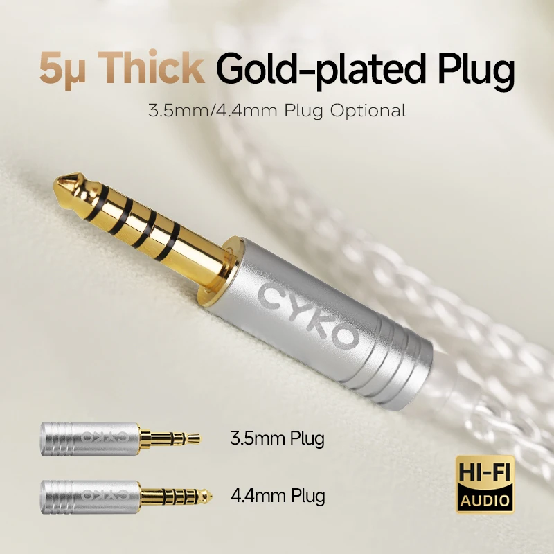 CYKO HIFI سماعة كابل 8 الأساسية 6N كريستال واحد النحاس الفضة مطلي كابل 3.5/4.4 مللي متر MMCX/0.78 مللي متر 2Pin IEM ترقية الكابلات