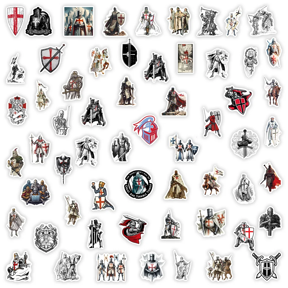 Crusader Templar Knight Stickers Art DIY Gift Kids Toy Decal for Laptop Phone Scrapbook Luggage Bottles Graffiti Waterproof