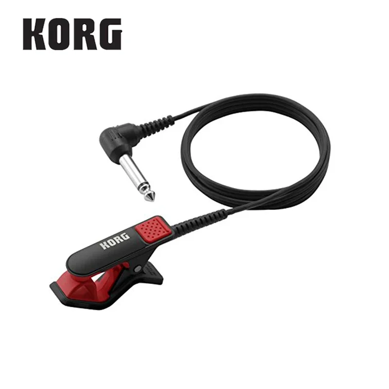 Korg CM300 Micrófono de contacto con clip Conector de teléfono macho de 1/4'' (diámetro 6,3 mm) y cable protector de 5 pies (1,5 m) - Blanco/Negro/Rojo