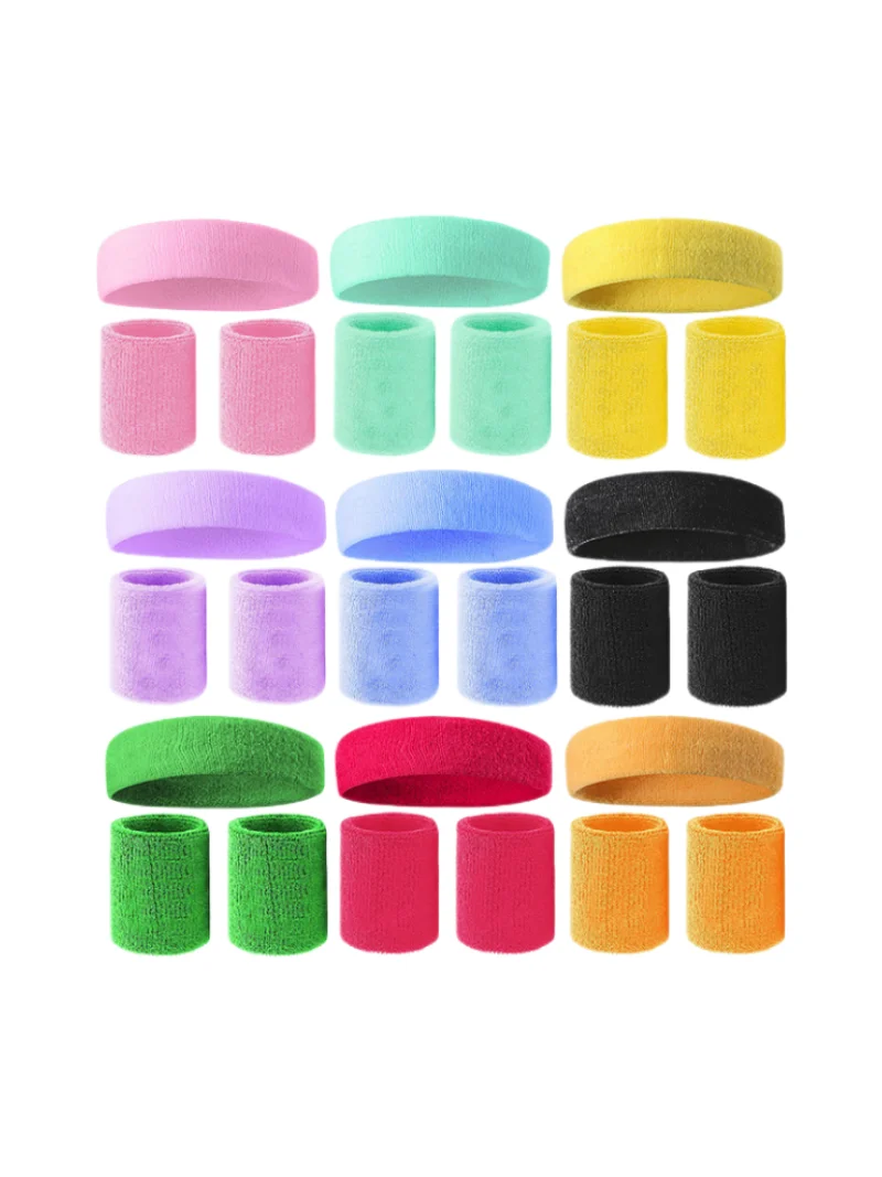 3 sztuk/zestaw męska opaska sportowa opaska na głowę rozciągliwa elastyczna Outdoor Sport pot opaska na głowę opaska na nadgarstek kobiety siłownia bieganie tenis Headwrap — zdjęcie 2