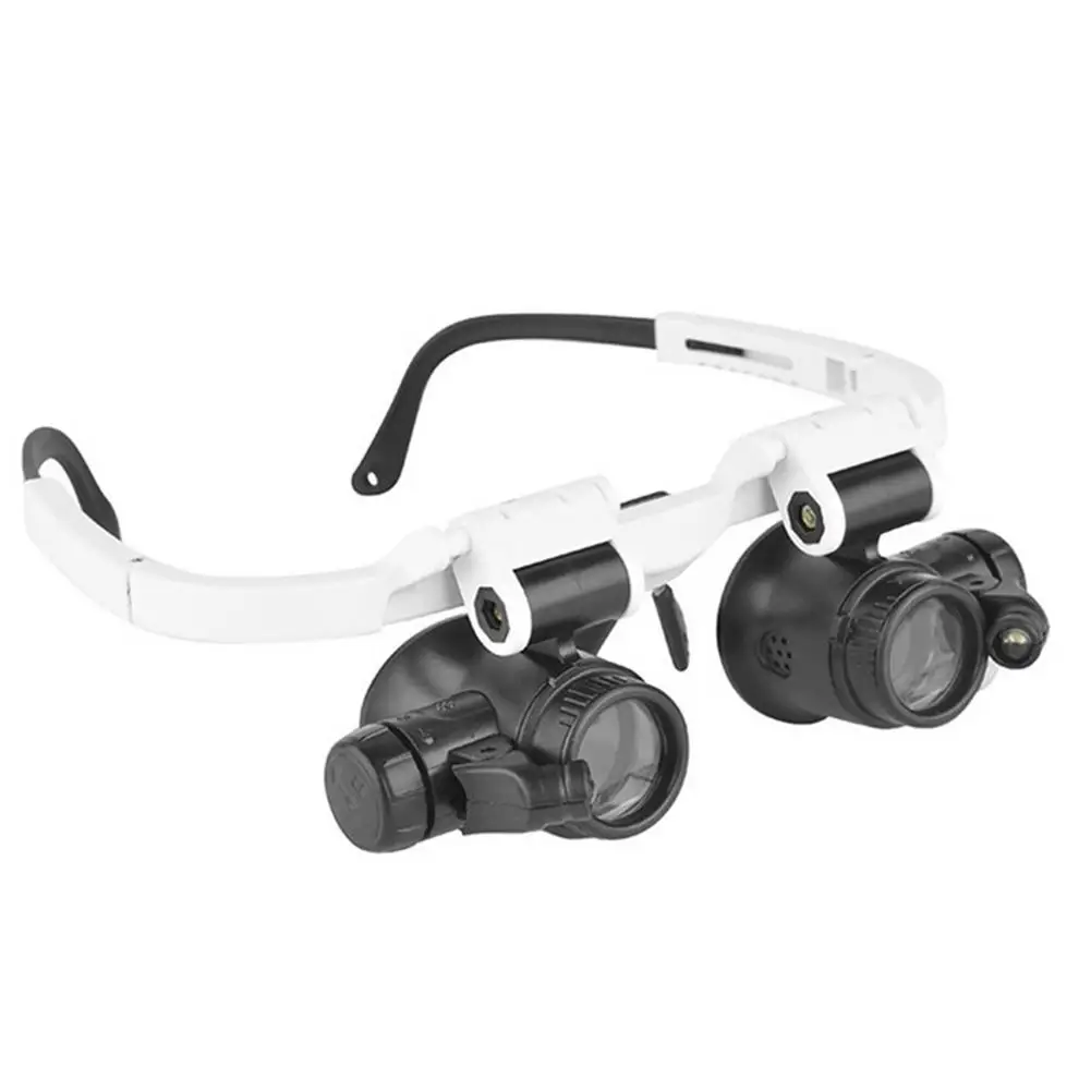 Head-Mounted Illuminating Microscope Headband Repair LED Lamp Light Magnifying Glass with 8x 15x 23x Magnifier Loupe Glasses