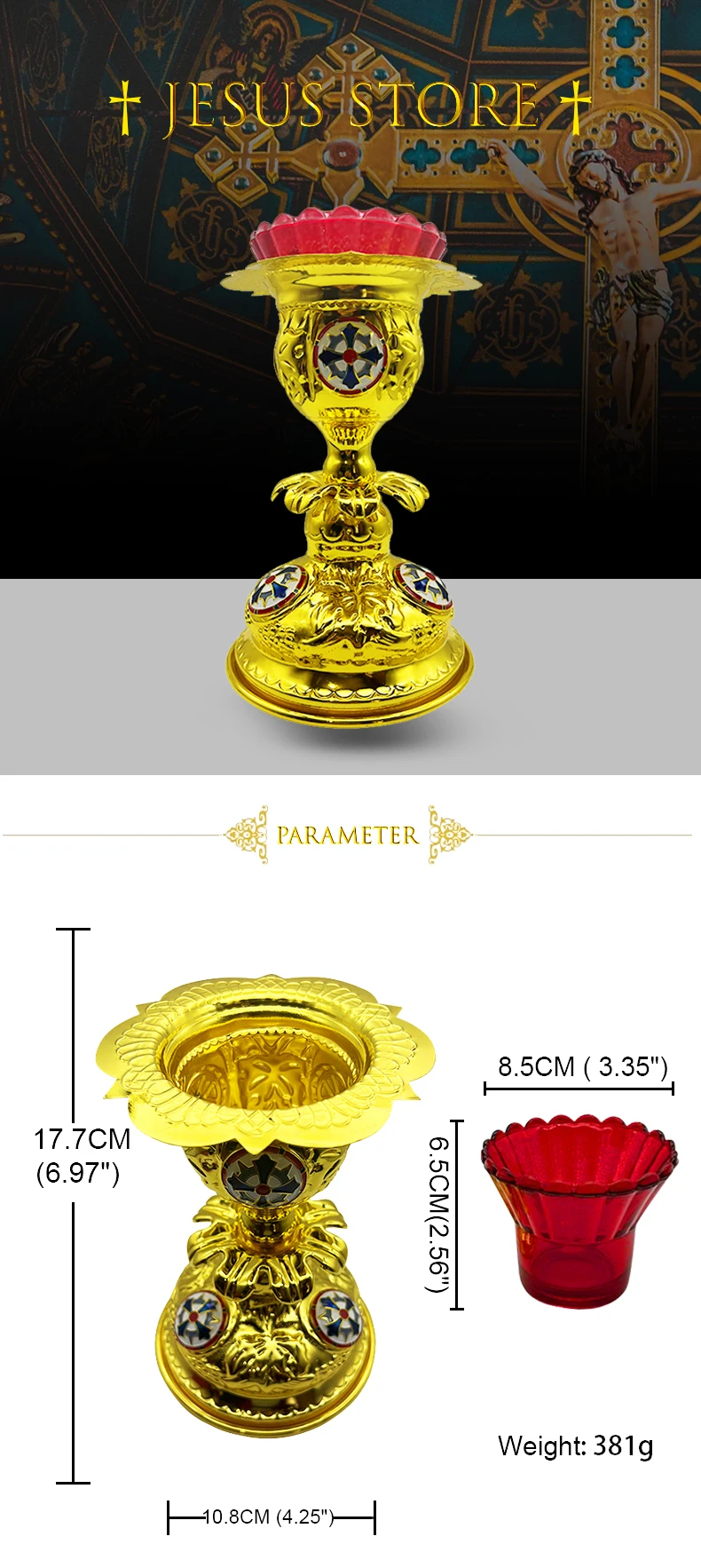 Orthodoxer Goldener Kerzenhalter, religiöser Kerzenständer, Votivleuchter, christlich-katholische Kirchendekoration, Zubehör, подсвечники – Detail 2