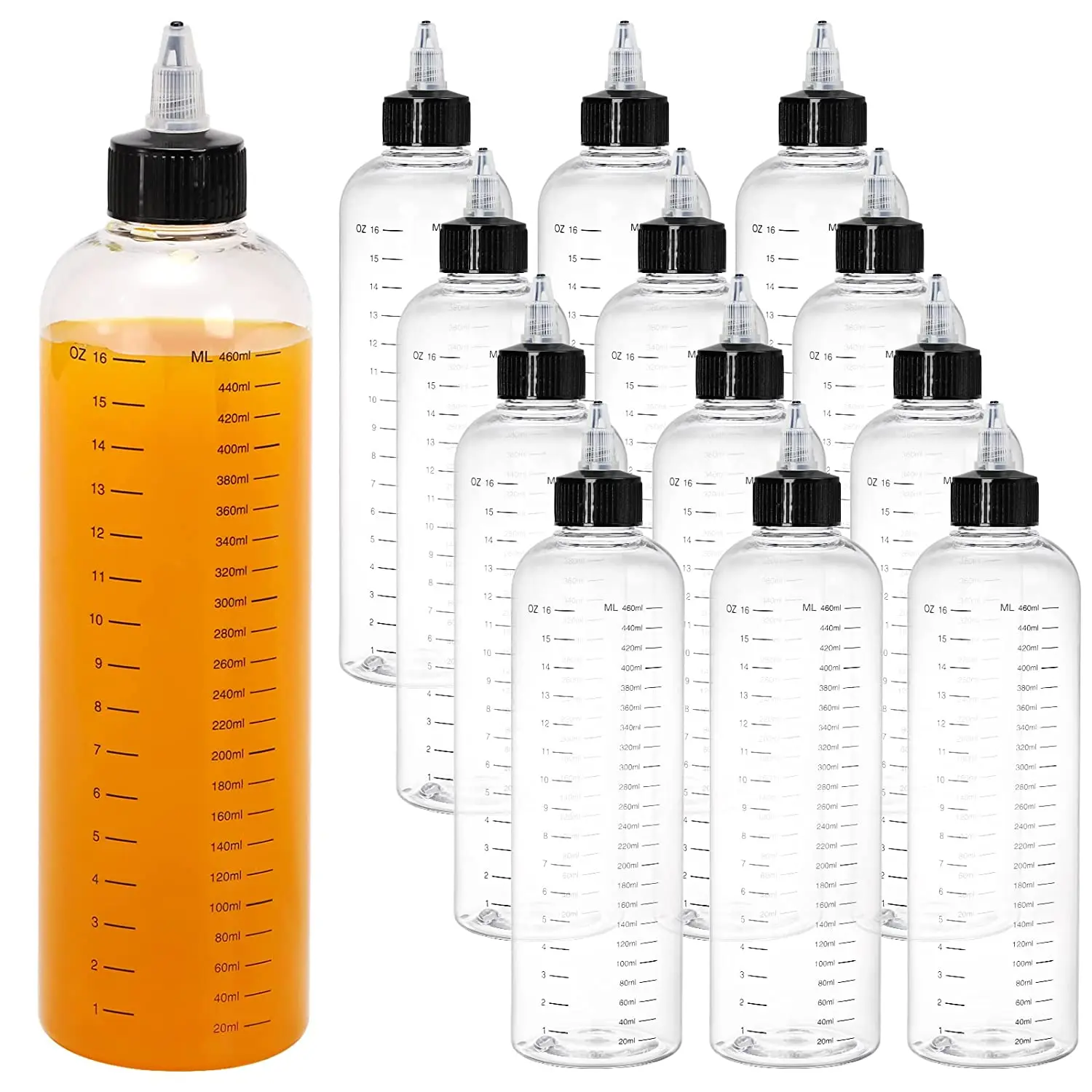 20Pcs 30ml/60ml/100ml/120ml/250ml/500ml Plastic PET Drop Bottles Oil Liquid Twist Top Cap Hair Dye Tattoo Pigment Ink Containers