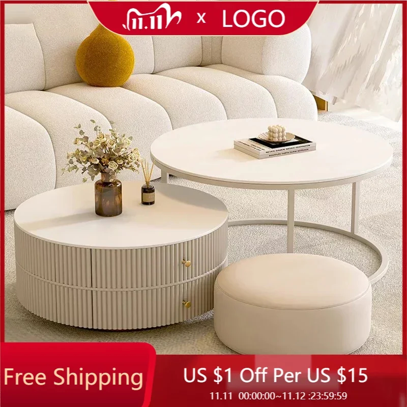 White Vanity Coffee Table Floor Makeup Elegant Design Corner Round Table Modern Liftable Funky Table De Chevet Bedroom Furniture