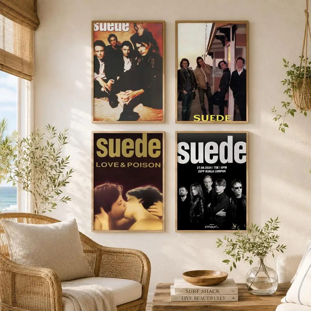 Black S-Suede Band Painting Calligraphy High-Quality Canvas Wall Mural Crease-Free For Living Room Bedroom Interiors
