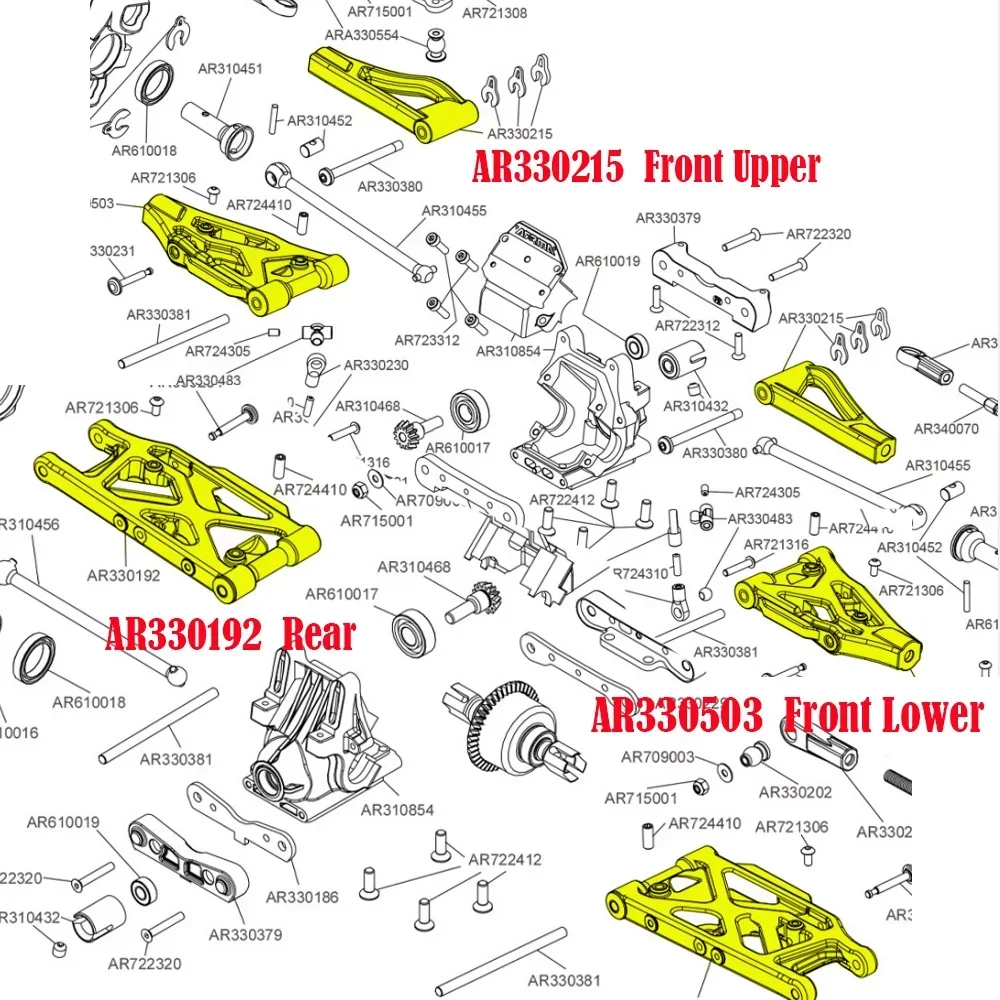 Aluminum #AR330215 #AR330503 #AR330192  Front Rear Suspension Arm for RC ARRMA 6S 1/7 Felony Infraction Limitless 1/8 Typhon