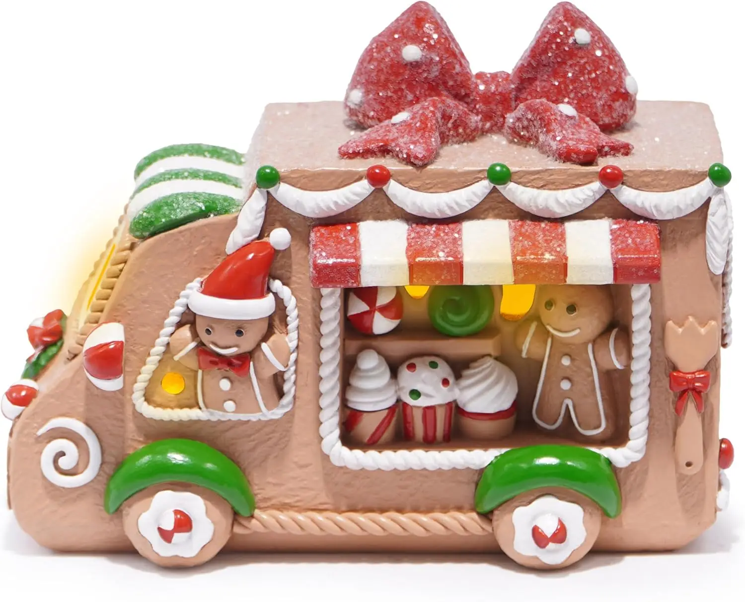 Christmas Gingerbread Car Decoration Xmas Car Figurines Winter Decor Handmade Polyresin Car Figurine for Xmas Decor Gifts