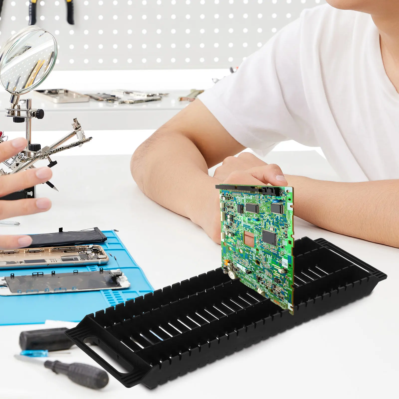 

6Pcs Pcb Holders Anti-Static Storage Racks Versatile Stable Design for Safe Handling and Display in Workshops Anti-Static Racks