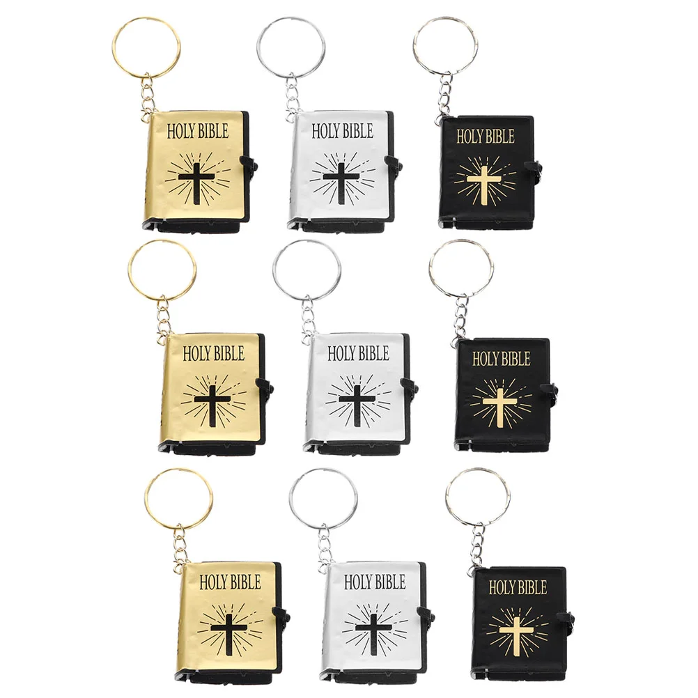 

9 Pcs Bible Keychain Cherry Rings Wristband Festival Holy Paper Hanging Decoration School Gift Men Women Pendant Bag