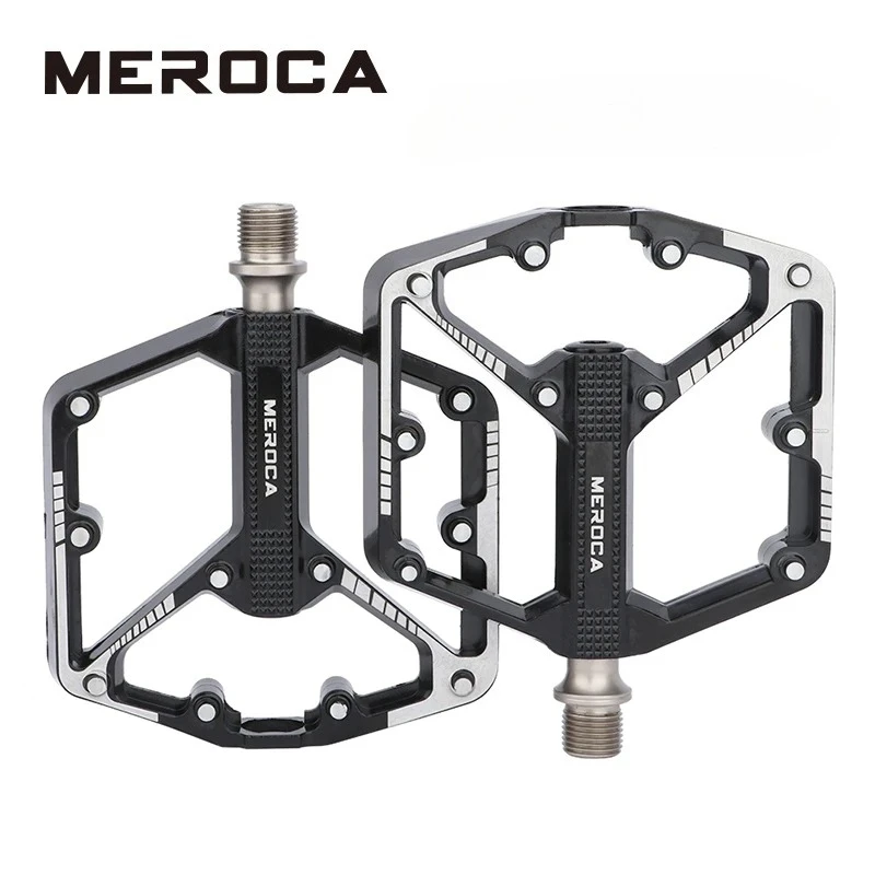 MEROCA Ultralight Sealed Bearing Pedal Non-slip Al Alloy Multi Specification Plating/Black Use for MTB BMX Road Bike about 410g