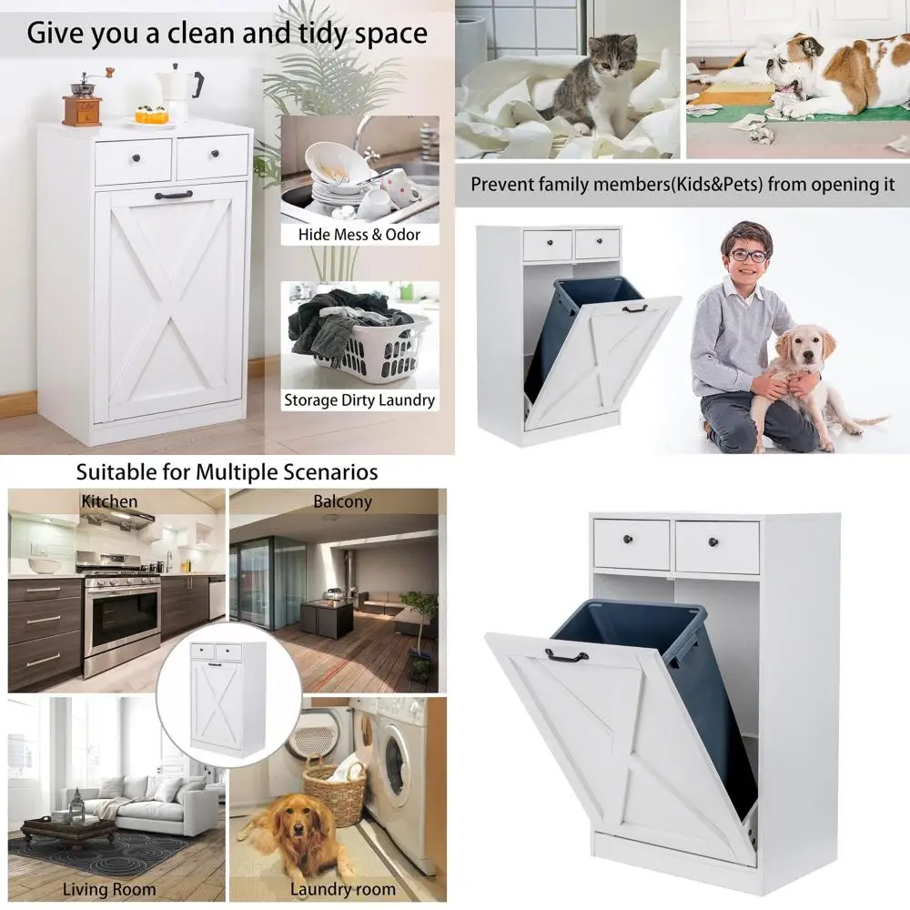 

Деревянный кухонный шкаф для мусора и макулатуры, скрытое хранение, белый