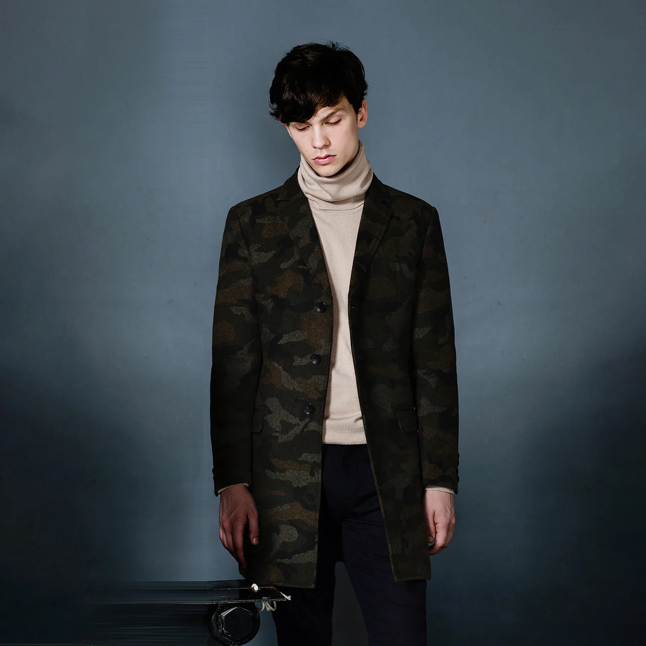 

Trench Coat Men Winter Long Jacket Slim Fit 50.4% Wool Camouflage Male Leisure Clothing 2022 New Autumn Korea Style Fashion Wear