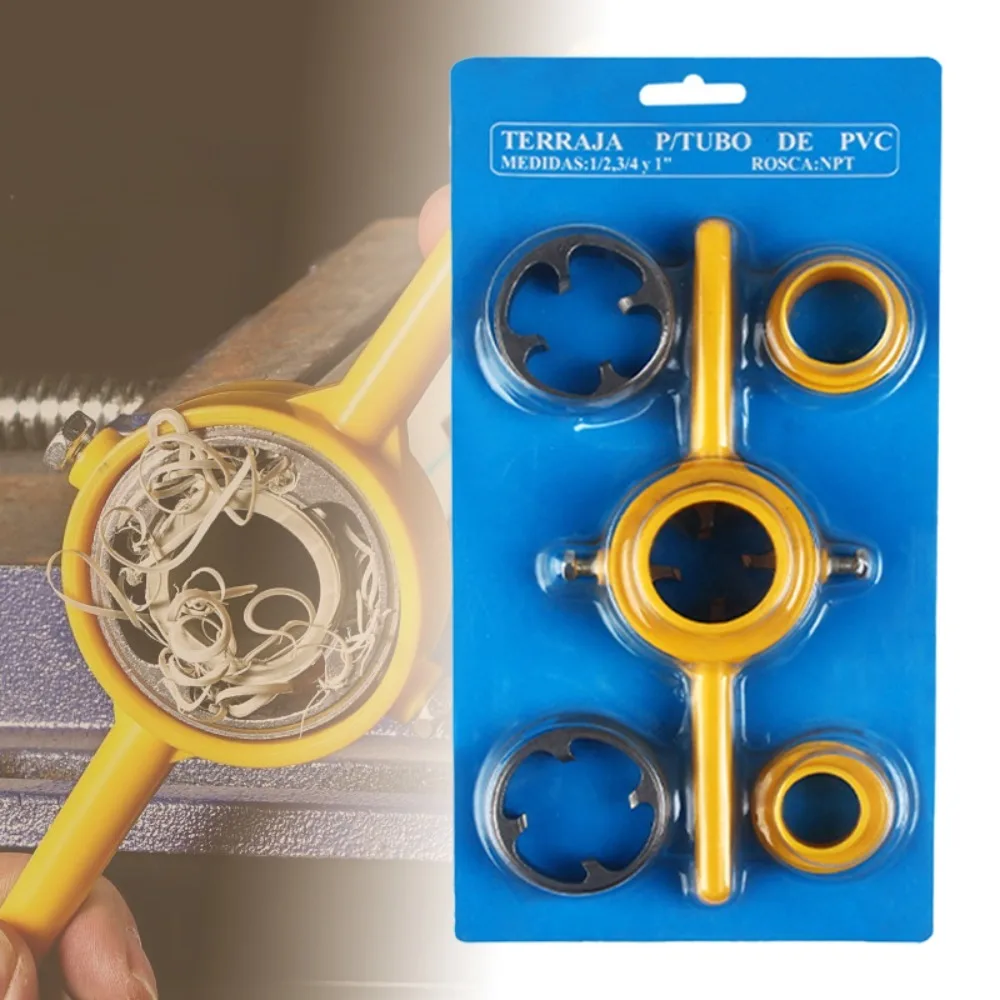 

6pcs Pipe Threader Set 1/2 3/4 1Inch Manual Plumbing PVC Thread Tool Wrench Water Pipe Plate Teeth