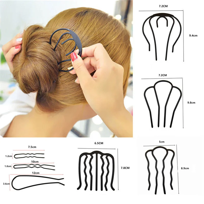 1Pcs/3Pcs Women Hair Insert Comb Messy Bun Hair Pin Metal Wave Shape Hair Fork For Parties