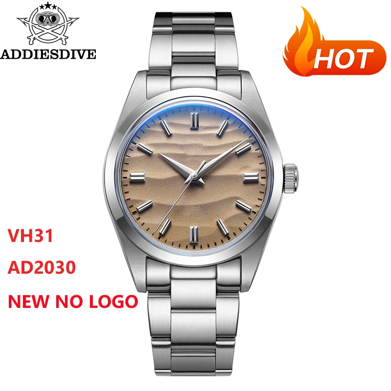 

ADDIESDIVE New VH31 Quartz Watch For Men Bubble Mirror Glass AD2030 No Logo Wristwatch 10Bar Waterproof Stainless Dress Watches