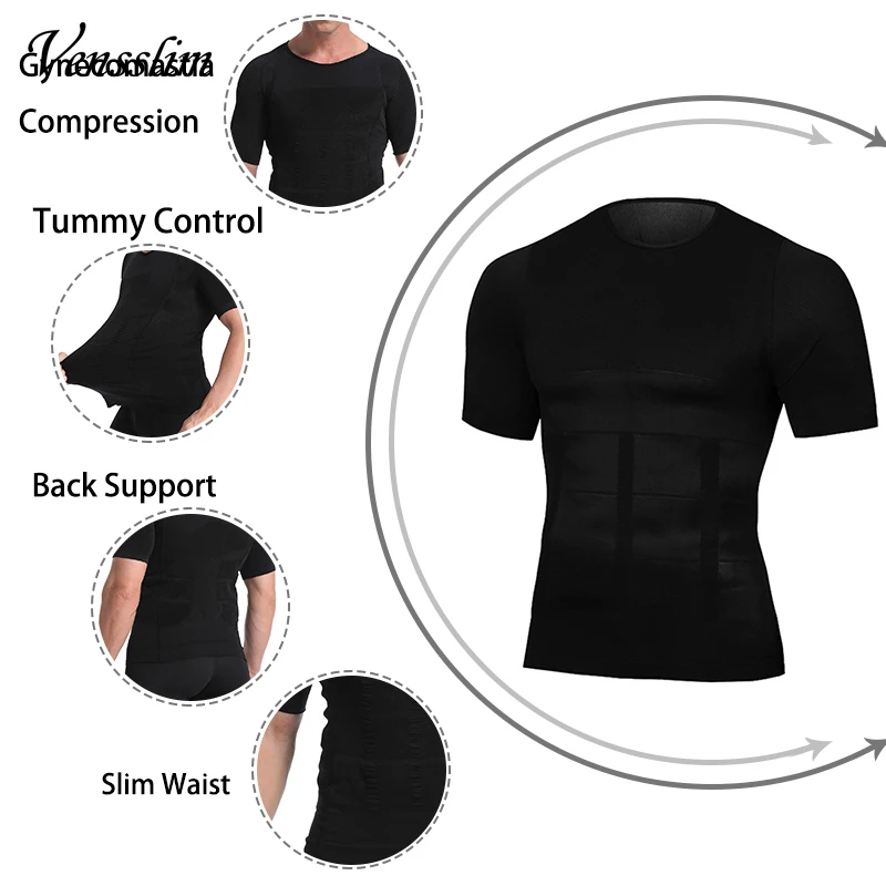 Compression Slimming T-shirt Men Body Shaper Waist Trainer Fitness Vest Fat Burn Chest Slim Shirt weight loss shapewear