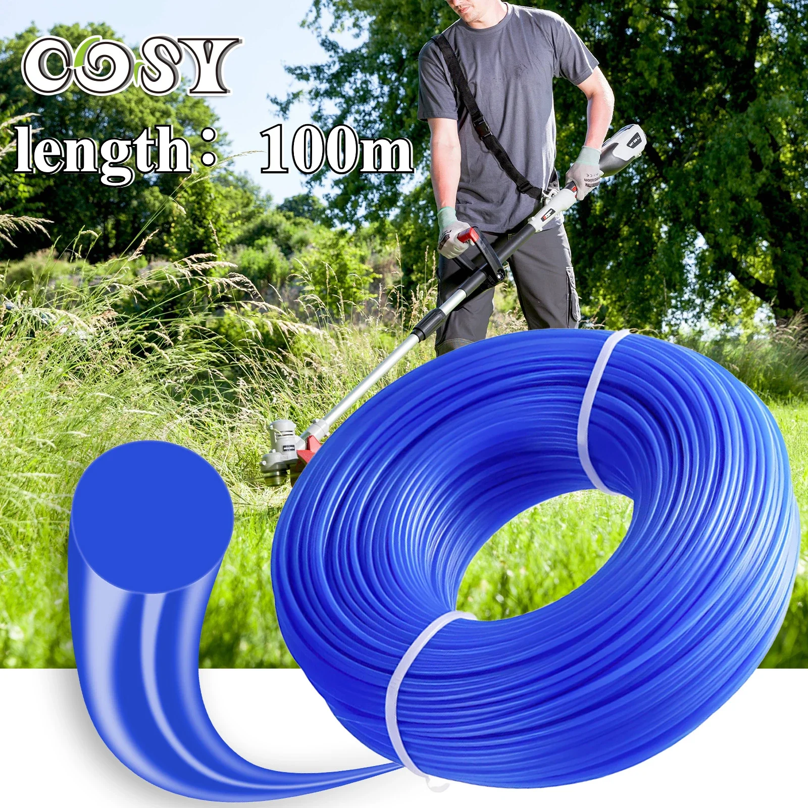 1 Roll 1.6/2.4/2.7/3.0/4.0mmx100M Nylon Trimmer Line Brush Cutter Strimmer Rope Lawn Mower Brush Cutter Grass Trimmer Round Line