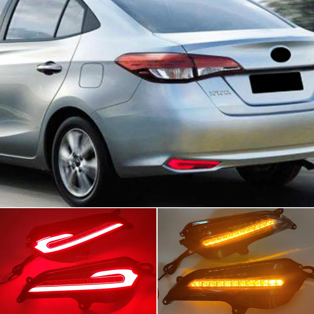 

Car Flashing 1 Set Auto LED Reflector Taillight For Toyota Yaris 2017 2018 2019 Rear Fog lamp bumper Braking turn signal lights