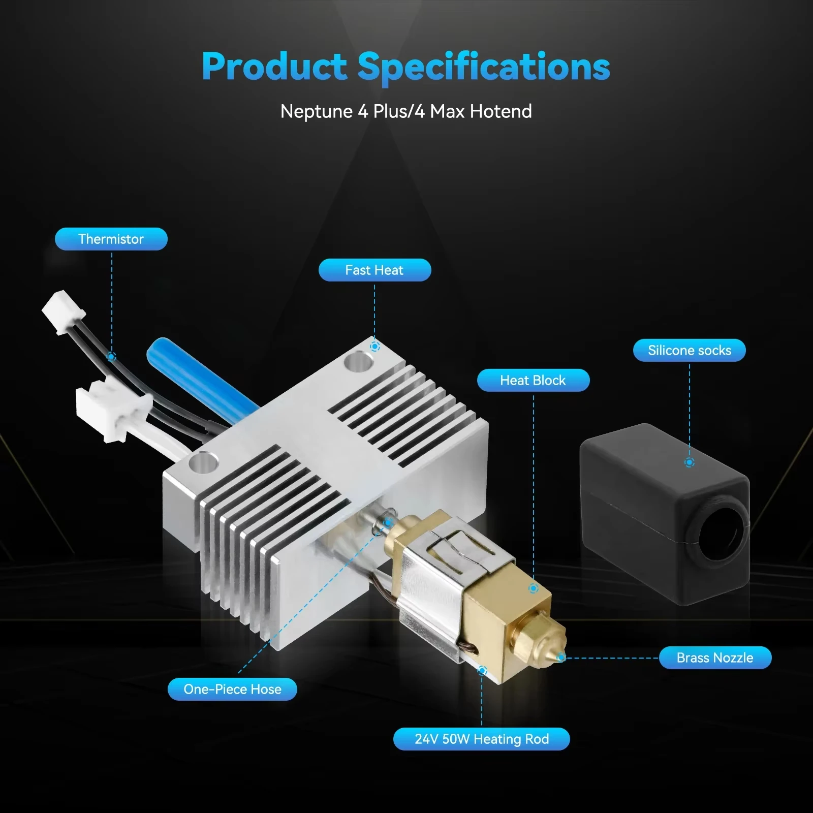 ل ELEGOO Neptune 4 Plus Max Hotend Kit فوهة فولاذية صلبة نحاسية عالية السرعة ملحقات طابعة ثلاثية الأبعاد لـ elegoo 4 Plus