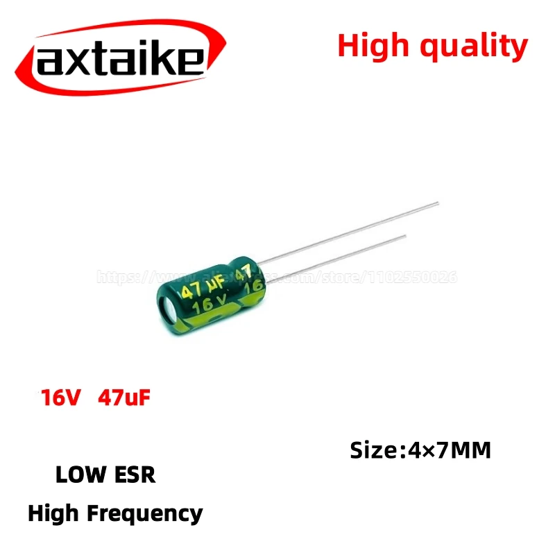 

50PCS 16V47uF Aluminum Capacitor, High Frequency Low ESR 105°C Radial for Power Supply/Solar Inverter Size: 4×7M