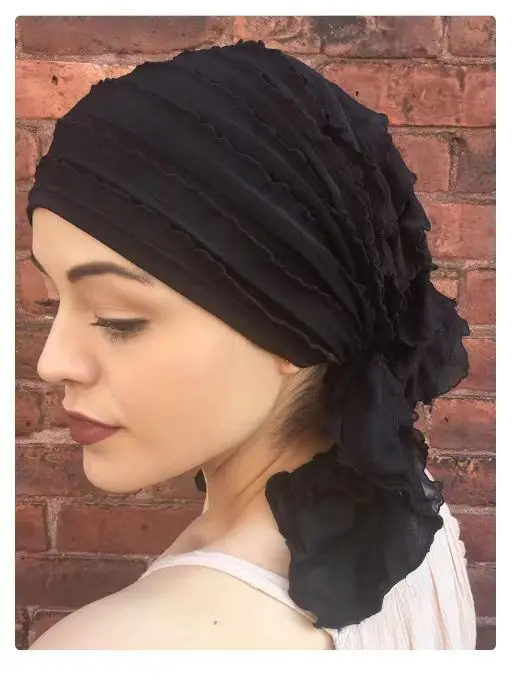 Muslim Fashion Solid Color Hijab Turban Bonnet Long Tail Head Wraps Soft Elastic Hijab Hats Chemo Cap For Women Girls