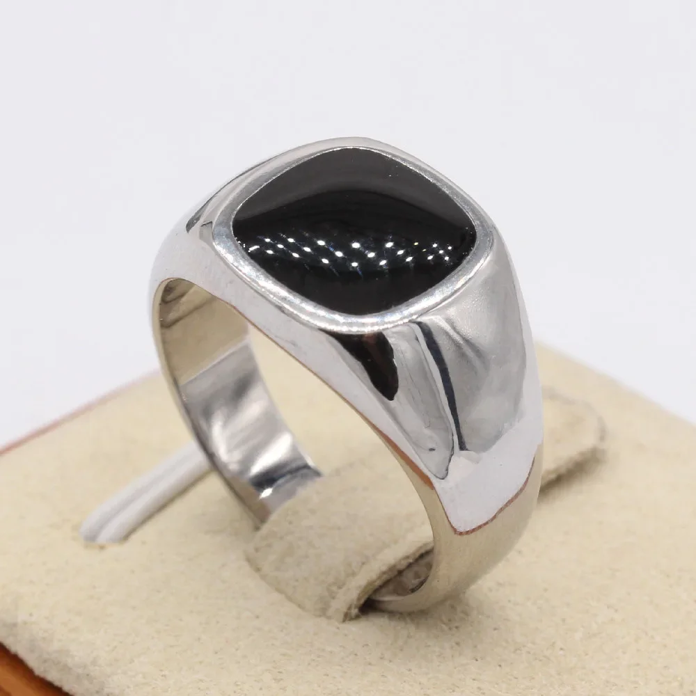 

Fashion Square Black Drip Ring， Stainless Steel Women's Men's for Ring Size 7-12