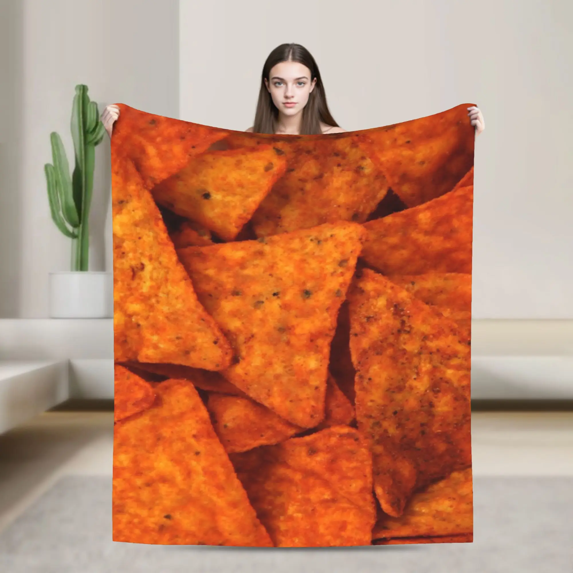 Manta de Franela Estética Súper Suave con Diseño de Doritos Tortilla Chips, para Cama, Sofá y Camping