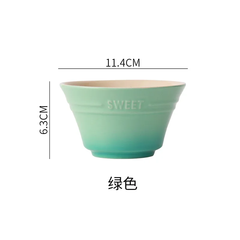 American gradient rainbow color ceramic bowl LC rice bowl cool color home tableware INS cute steamed egg bowl small soup bowl