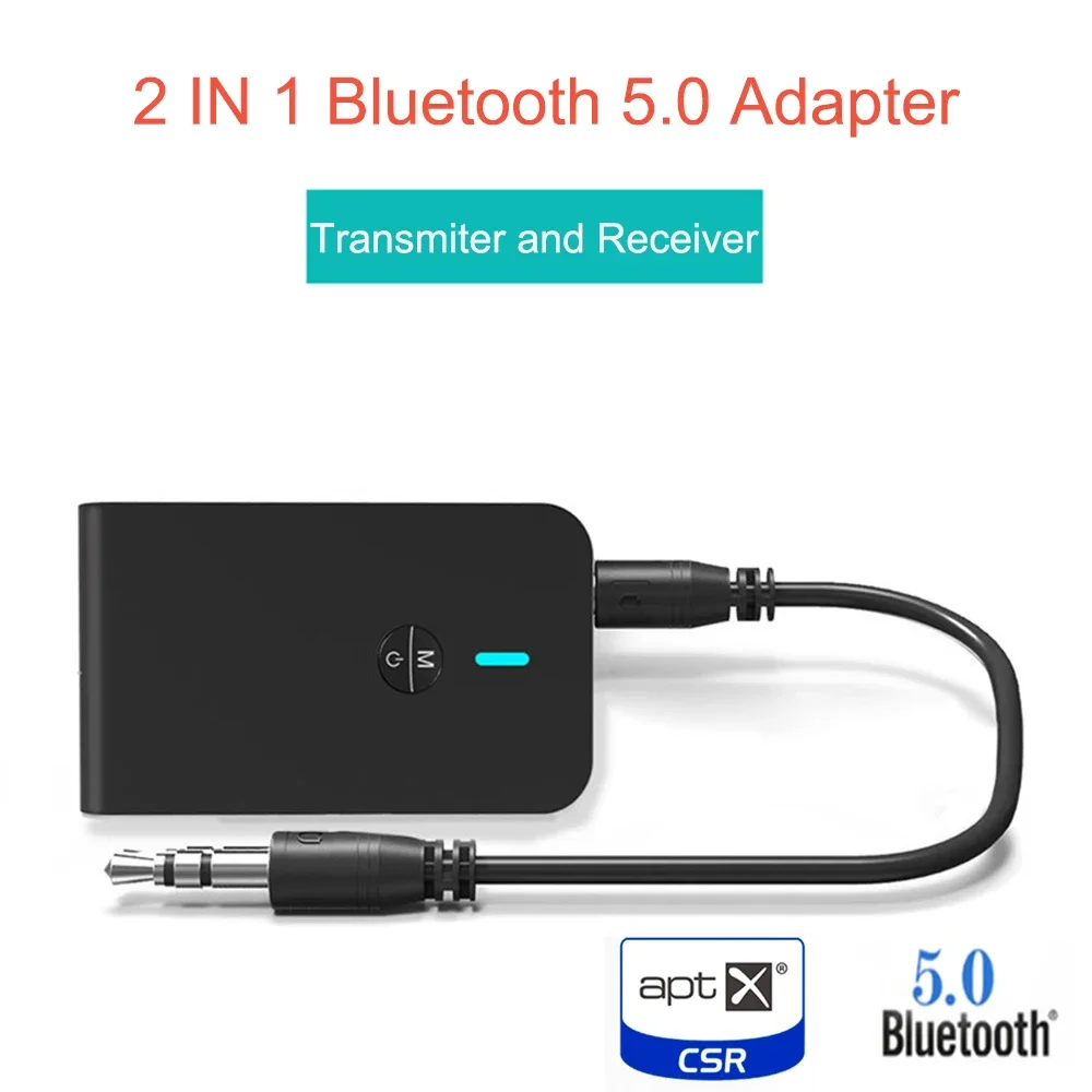 

AptX Low Latency 5.0 Bluetooth Transmitter Receiver 2 In 1 Audio Wireless Adapter for Car TV PC Speaker Headphone 3.5MM Aux Jack