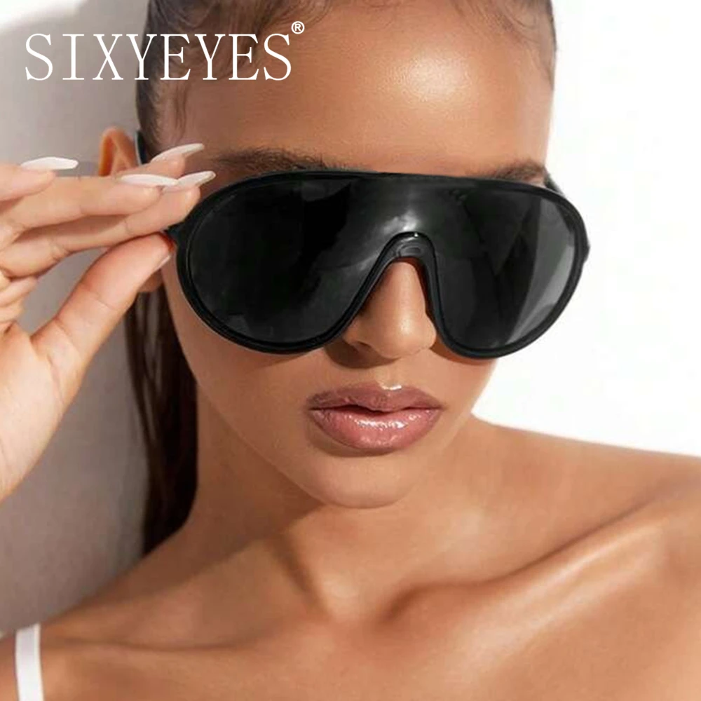 Trendy Oversized One Piece Sunglasses Women Men 2024 Luxury Brand Designer Sun Glasses Fashion Shield Shades Big Frame Eyewear