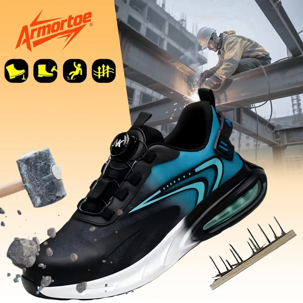 

ArmorToe Rotating Buckle Steel Head Anti-smash Anti-stabbing Safety Shoes Non-slip Comfortable Breathable Work Shoes #Armor2504
