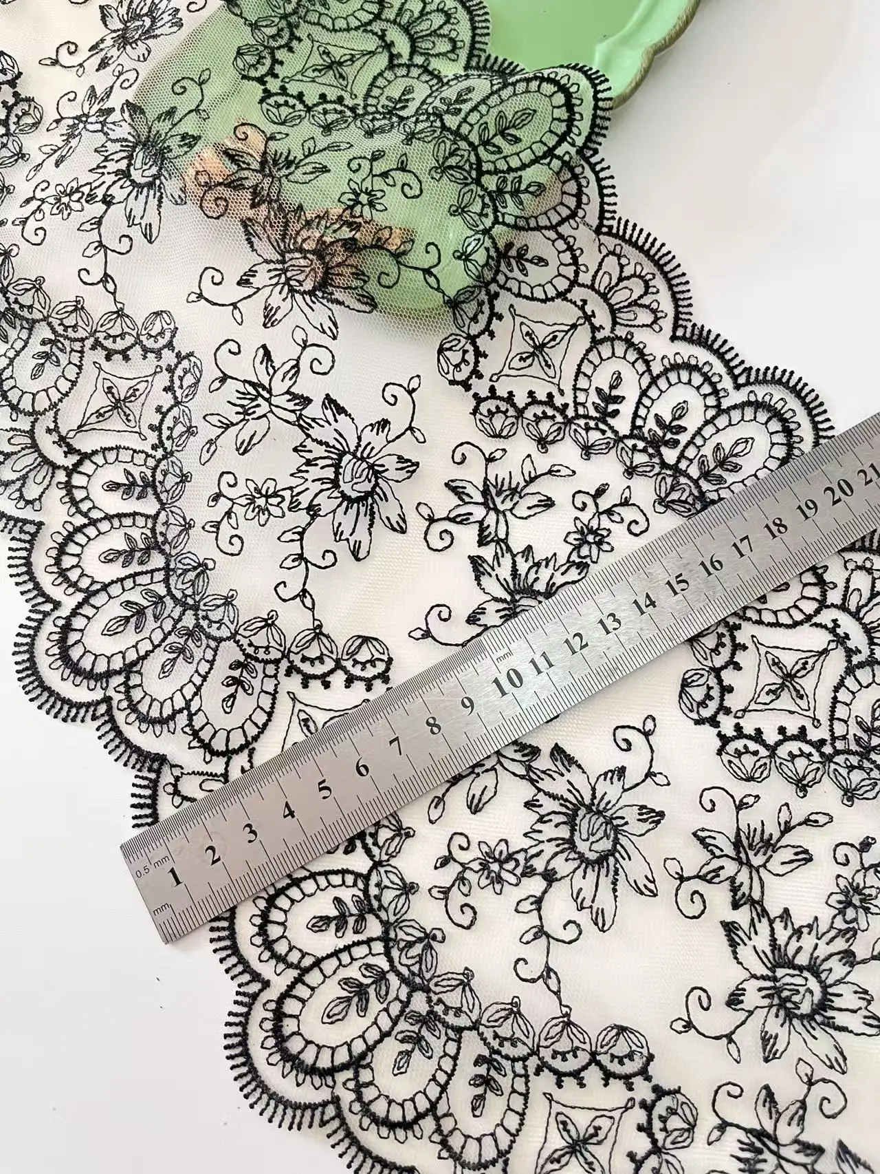 Neon Color Embroidered Tulle Lace Trim DIY Dress Sewing Craft Colorful Soft Cameo Mesh Bilateral Embroidery Lace for Needle Work