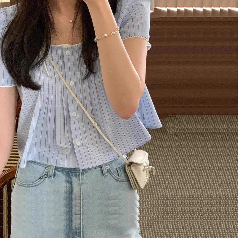 Ele ort Sve ample femmes irt Vintage Design Floral plissé Chic haut été nouveauté taille haute couleur Pure