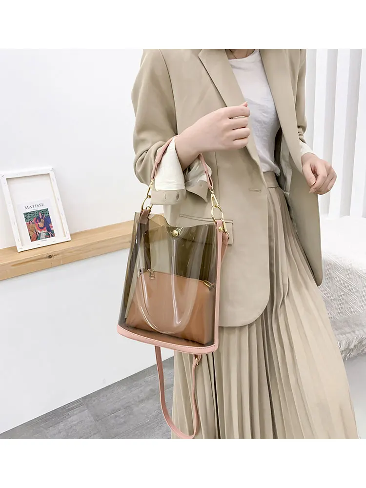 Nowy Produkt: Letnia Laserowa Przezroczysta Torba-Worek na Wodę, Codzienna Torba Damska 2w1, Damska Torba Crossbody z PVC w Stylu Jelly — zdjęcie 2