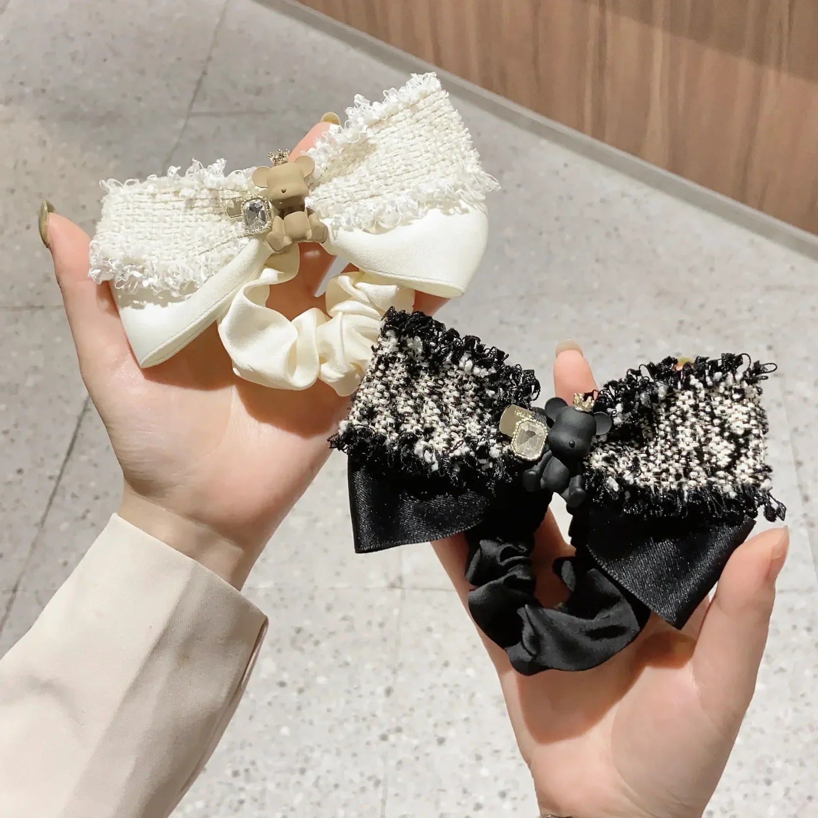 Korean Hair Accessories With a Light Luxury Temperament Bow Tie Little Bear Hair  Ring Pig Intestine Rope Girl Hair Accessoires