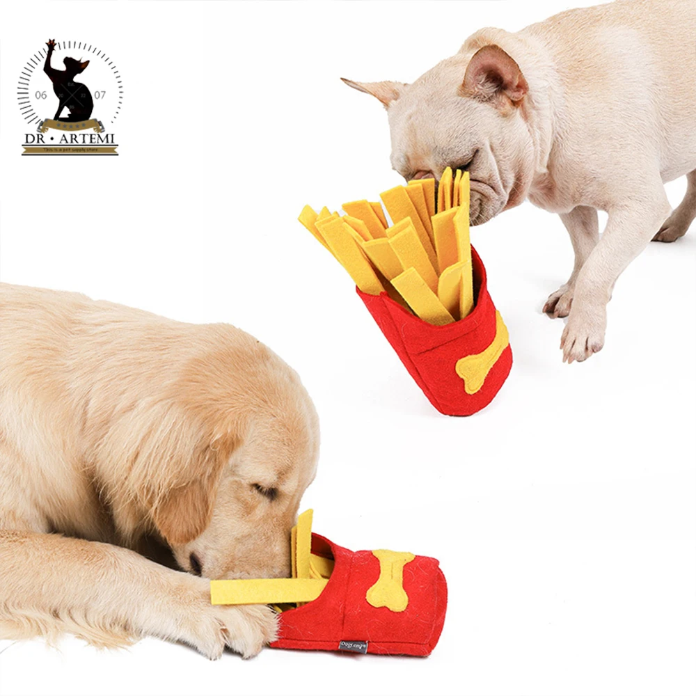 

French Fries Dog Chewing Toy Box Sniffing IQ Educational Dog Toy Molar Leakage Training Play Sniffing Pad