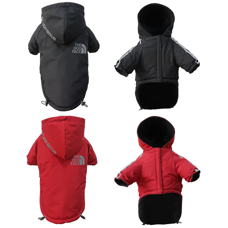 Pet Clothes Autumn Winter Pet Dog Reflective Waterproof Warm Coat Cotton Hooded Jacket FOR Small Medium Dog Clothes Non-stick