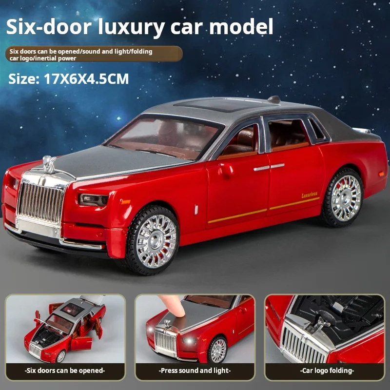 Simulación Rolls-Royce Phantom modelo de coche adornos coche de lujo sedán coche de juguete para niños colección de niños con caja