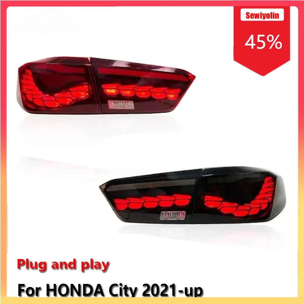 

Car LED Tail Light Automobile Parts For HONDA City 2021-up Auto Fog DRL Brake Turn Signal Lamp Plug and Play