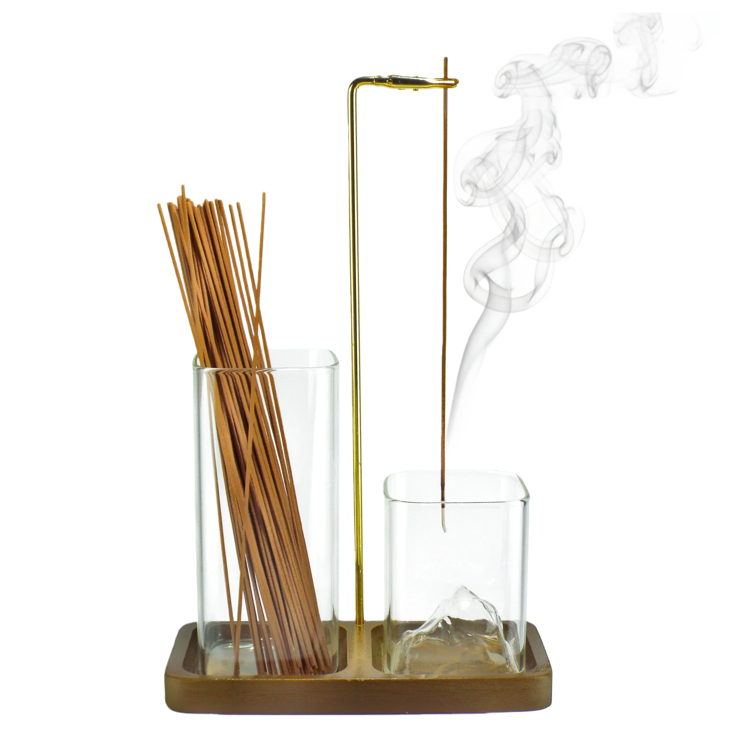 2 in 1 Incense Holder for Sticks Anti-Ash Flying Incense Burne with Glass Ash Catcher and Sticks Organizer for Meditation Yoga