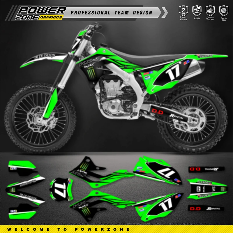 

PowerZone Custom Team Graphics Backgrounds Decals For 3M Stickers Kit For Kawasaki KXF450 KX450F 2012-2015 KXF450 Motorcycle 04