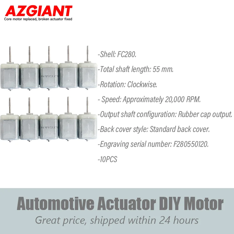 

AZGIANT 10PCS FC-280 DIY DC Motor for Car Door Locks and Mirror Folding Modules 12V High-Speed F280550120 20,000 RPM