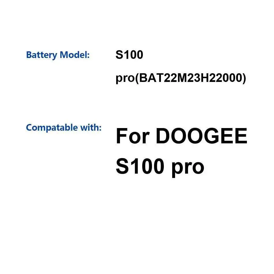 

Аккумулятор мобильного телефона с быстрой зарядкой для Doogee S100 Pro BAT22M23H22000 Надежная мощность 22000 мАч