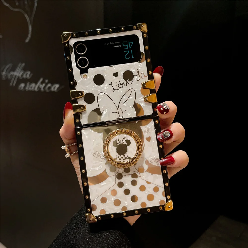 Fashion Gold Plating Mouse Duck Case dla Samsung Galaxy Z Flip 5 Flip 6 Glitter Phone Cover dla Samsung Galaxy Z Flip 4 Flip 3