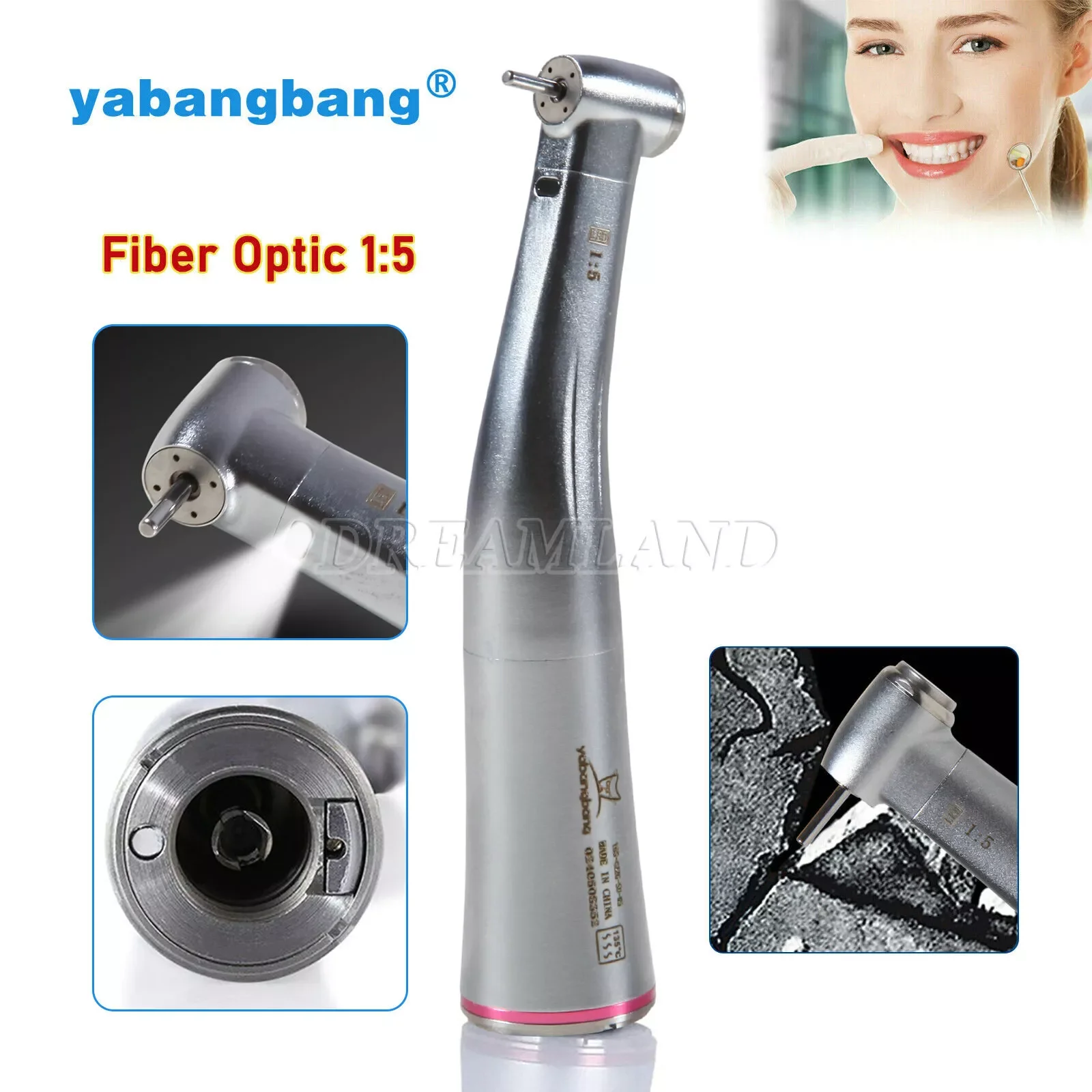 Dental 1:5 LED Fiber Optic/No Led Increasing Contra Angle Handpiece Fit NSK Ti-MAX X95L