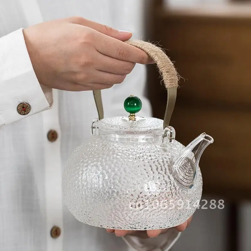 

Japanese-Style High-Temperature Resistant Glass Pot with Hammer Pattern Electric Ceramic Stove Special Kettle Featuring Copper