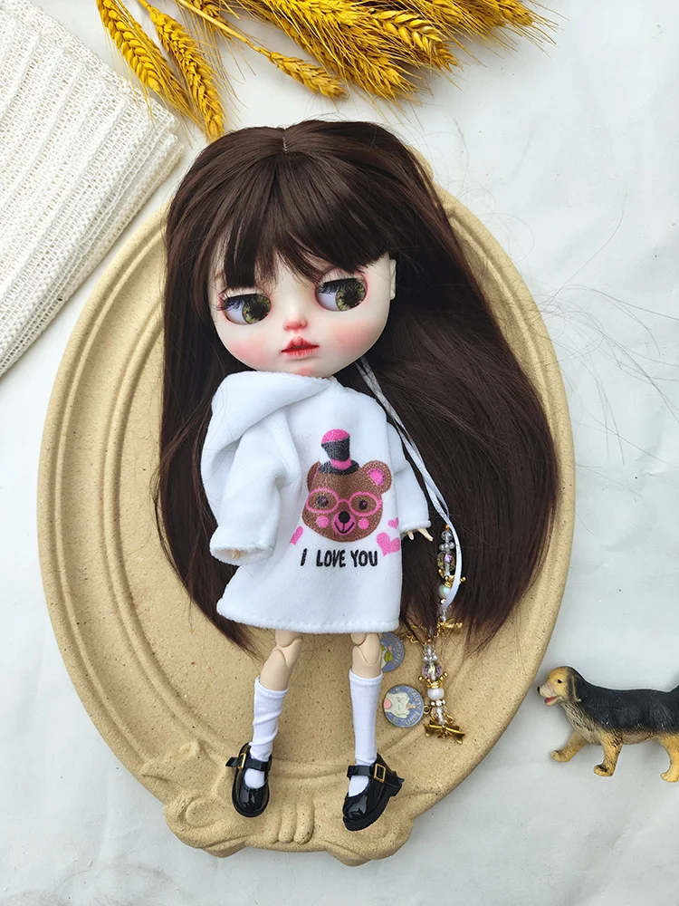 Blythe Pop Jurk Casual Sweatshirt Beer Set Schattige Blythe Pop Kleding Ob22 Ob24 Azone Blyth Pop Accessoires Jurk