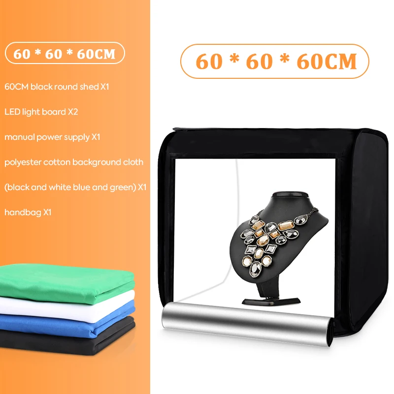 Fotostudio Lichtbak 80 Cm/32", 24 W Professionele Verstelbare Helderheid Shoot Box Met 2 Led-verlichting Soft Box Voor Item Licht Tent