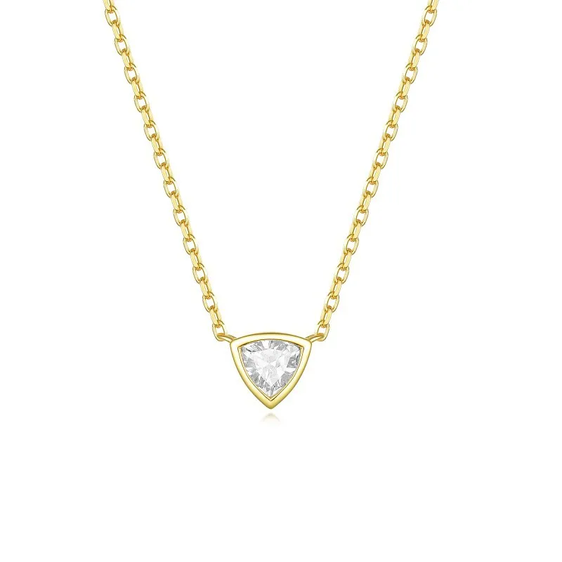 

Apaison 0.5 ct Real Moissanite Necklace Pendants For Women's Adjustable Clavicle Chain Gold Plated Jewelry Gift