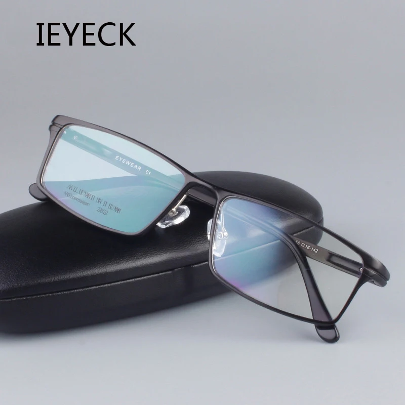

IEYECK ультра-легкая титановая оправа для очков в полной оправе 13 г, мужские очки с пружинным шарниром, роскошный дизайн, деловые оправы для очков 262